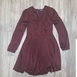 Express Wine Colored Mini Satin Dress: SIZE S